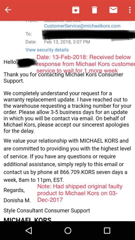 michael kors service promise